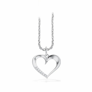 Hjerte  0,03 H-W/SI 8 kt.m/ sølvkæde fra Scrouples Jewellery