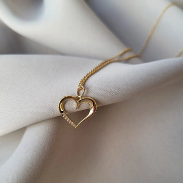 Hjerte  0,03 H-W/SI 14 kt.m/ sølvkæde fra Scrouples Jewellery