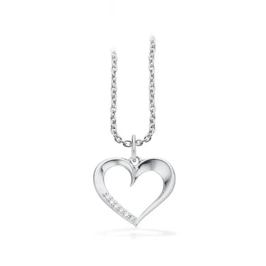 Hjerte  0,03 H-W/SI 14 kt.m/ sølvkæde fra Scrouples Jewellery