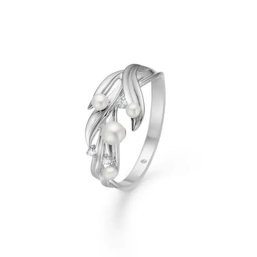 Morning Dew Ring m. Hvid Safir og Perler - Sølv fra Mads Z Silver Label