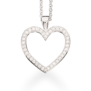 Vedhæng hjerte syn.zir. sølv rh. m/kæde fra Scrouples Jewellery