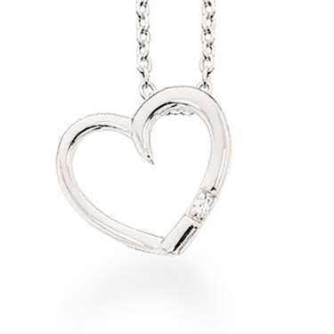 Hjertevedhæng m. diamant - Sølv fra Scrouples Jewellery