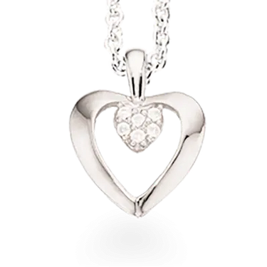 Hjertevedhæng m. zirkoner - Sølv fra Scrouples Jewellery