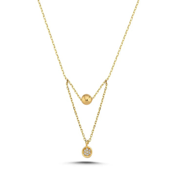 Halskæde m. Zirkonia - 14kt. RG 42+3cm fra Melfia