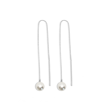 Basic ørekæde m. perle - Sølv fra Lush Lush Jewelry