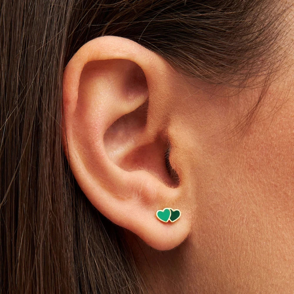 2Hearts Ørering - Forgyldt Messing fra LULU Copenhagen