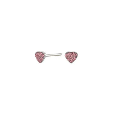 Øreringe Hjerte m. Pink Zirk. - Rhod. Sølv fra Noa Kids
