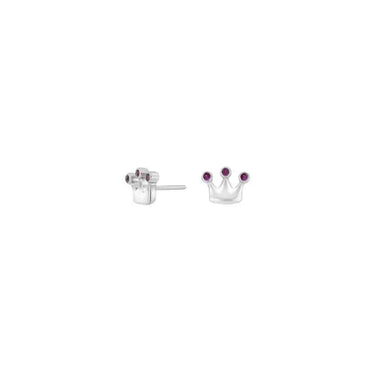 Øreringe Krone m. Pink Zirk. - Rhod. Sølv fra Noa Kids