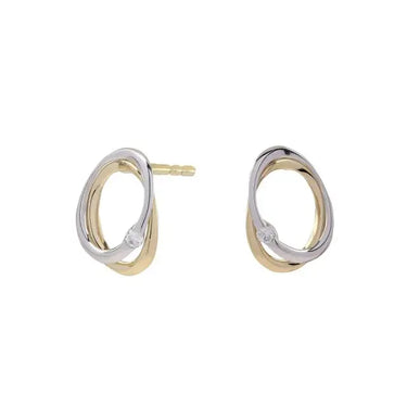 Ørestik Bicolor m. Diamant - 14 kt. Hvid- og Rødguld fra Siersbøl