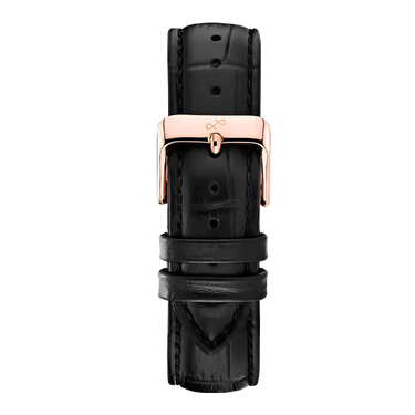 Pin Buckle urrem - Sort Croco  fra About Vintage