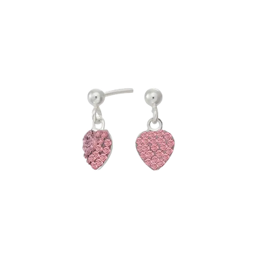 Øreringe Hjerte m. Pink Zirk. - Rhod. Sølv fra Noa Kids