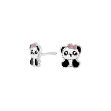 Øreringe Panda m. Emalje - Rhod. Sølv fra Noa Kids