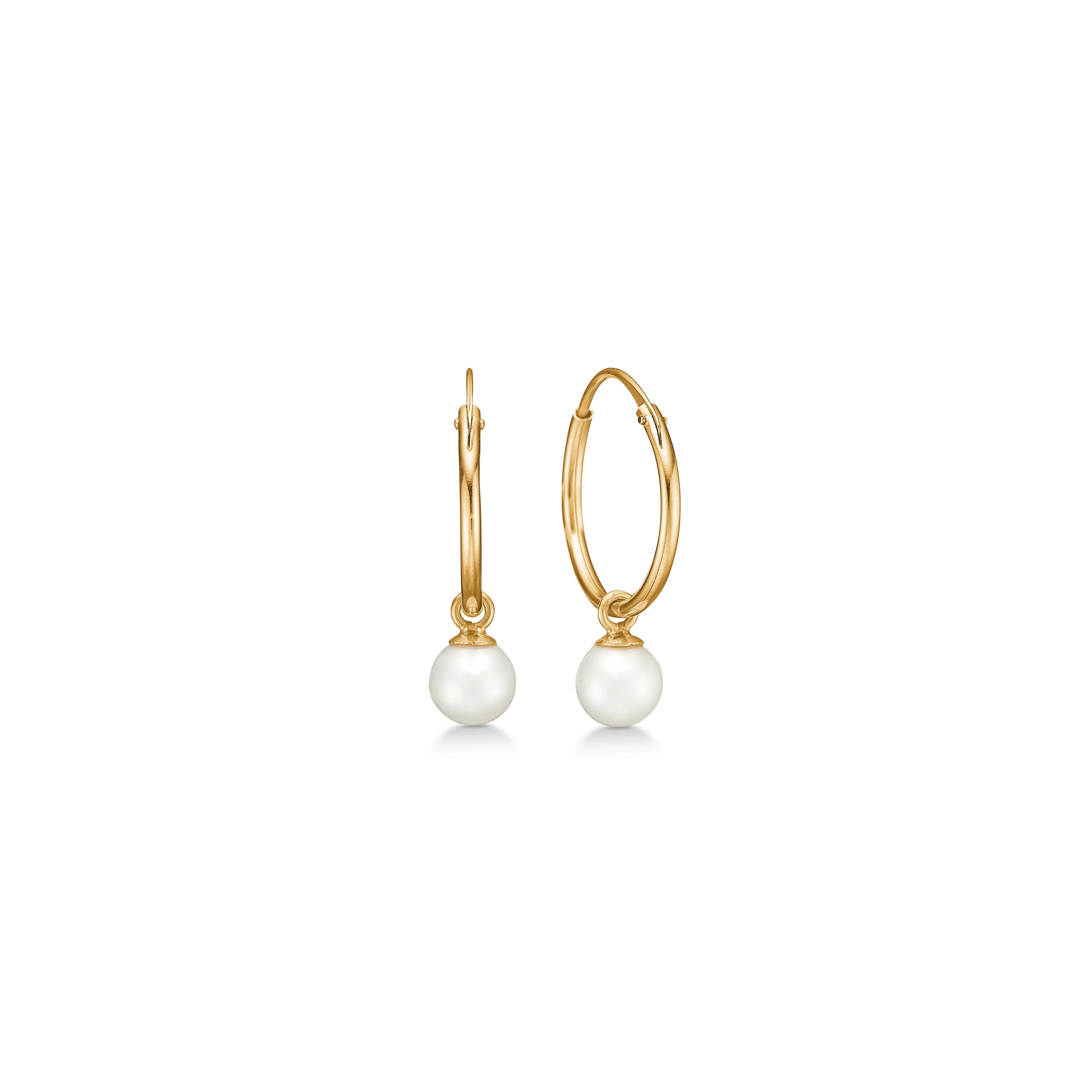 Orbit Pearl creoler - 8 kt. Guld fra Mads Z White Label Guld