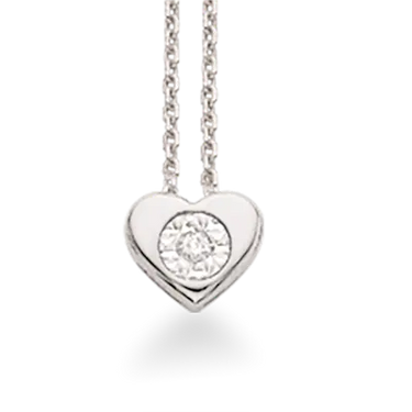 Collier lille hjerte 0,01 H-W/SI - 8 kt. hvidguld fra Scrouples Jewellery