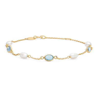 Abigail armbånd m. perler + zirk. - 8 kt. fra Mads Z White Label Guld
