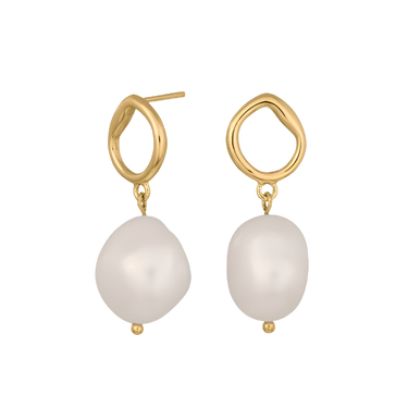 BAROQUE52 Ørehængere m. Perle 20mm - Rhod. Sølv fra Nordahl Jewellery
