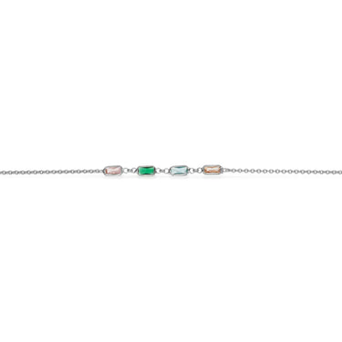 Ankelkæde Rainbow Baguette Cubic Zirk. - Rhod. Sølv fra Scrouples Jewellery