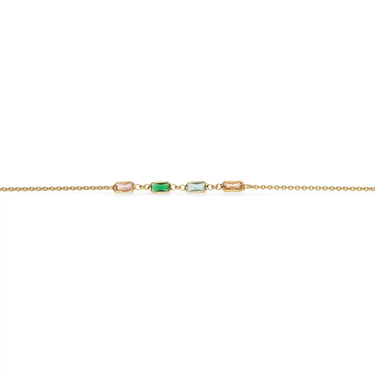 Ankelkæde Rainbow Baguette Cubic Zirk. - Forgyldt fra Scrouples Jewellery