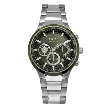 Karl Ur - Stål/Grøn fra Aros Denmark