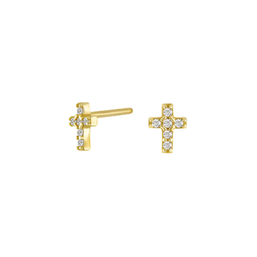 Kors Ørestikker m. CZ - 8 kt. Guld fra Siersbøl