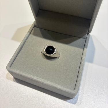 *Ring sort agat sølv