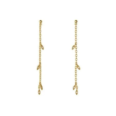 Jungle Ivy Sparkle String Øreringe - Forgyldt fra Bybiehl