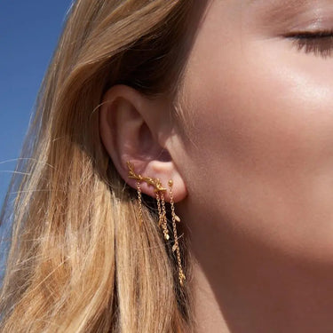 Jungle Ivy Sparkle String Øreringe - Forgyldt fra Bybiehl