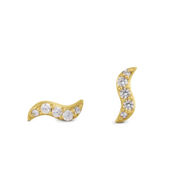 Wave Stud Sparkle - Forgyldt fra Bybiehl
