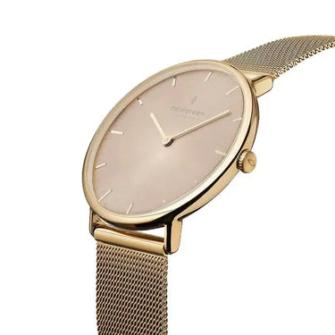 Native // 28mm // gold // latte mesh strap fra Nordgreen