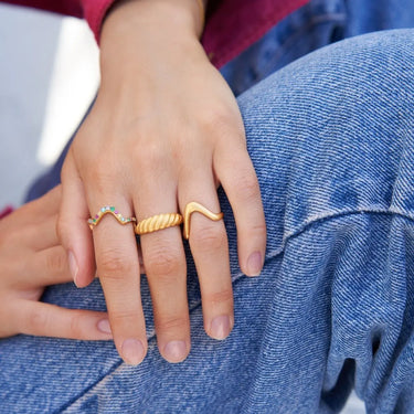 Wave Large ring - Forgyldt fra Bybiehl