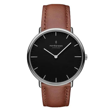 NativeR // 36mm // Silver // Leather // Brown // Black fra Nordgreen