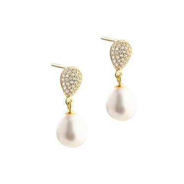 Pavé Pearl Ørestikker - Forgyldt