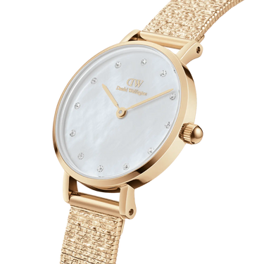 Petite Lumine Pressed Piano 28 mm - Guld/Perlemor fra Daniel Wellington