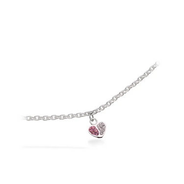Girls armbånd hjerte hvid/pink cubic zir. sølv fra Scrouples Girls