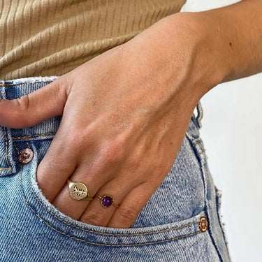 PrimaVera 14 kt. signet ring rund fra Scrouples Jewellery