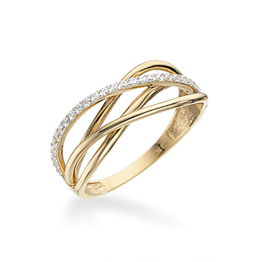 Ring m. zirkoner - 8 kt. Guld fra Scrouples Jewellery