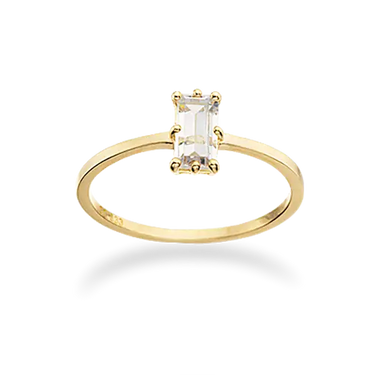 Baguette ring m. syn. cubic zirkonia - 8 kt. Guld fra Scrouples Jewellery