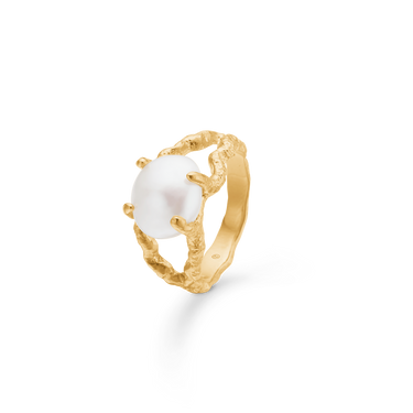 Perma Perle Ring - Forgyldt Sølv