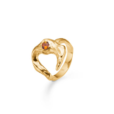 Lunar Ring M. Orange Zirk - Forgyldt Sølv fra Studio Z