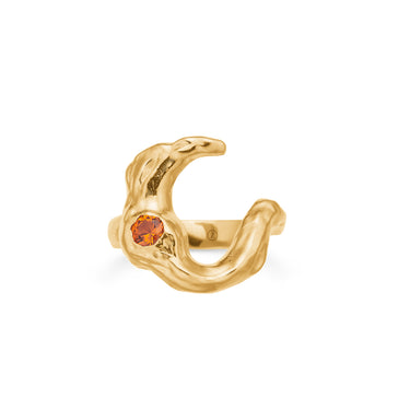 Lunar Ring M. Orange Zirk - Forgyldt Sølv fra Studio Z