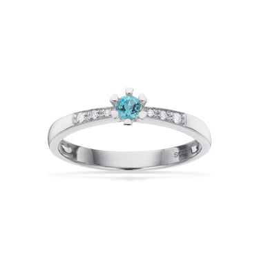 Vida Darling ring 0,10 blå topas+0,04H-W/P1 8 kt