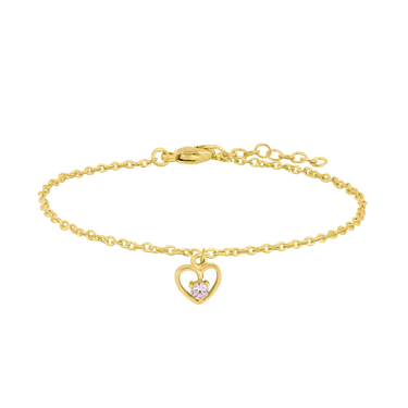 Armbånd Hjerte m. Lyserød Zirk. - Forgyldt fra Noa Kids