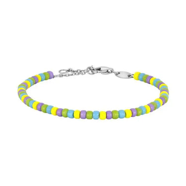Armbånd m. Glas Mix Farver - Rhod. Sølv fra Noa Kids