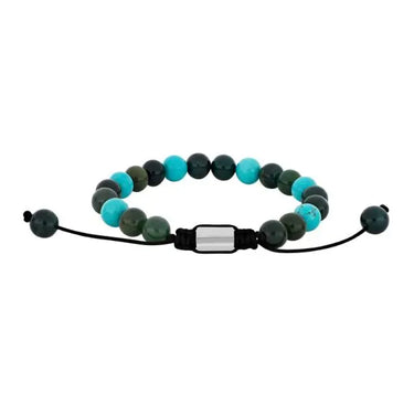 SON armbånd moss agate/turkis og stål 8mm fra Son Of Noa