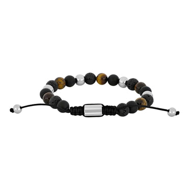 SON armbånd sort agate/lava/tigerøje og stål fra Son Of Noa