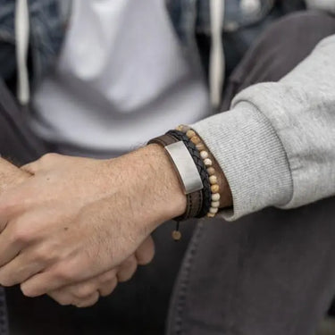 Læderarmbånd - Sort/Stål fra Son Of Noa