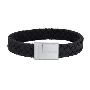 Læderarmbånd - Sort/Stål fra Son Of Noa