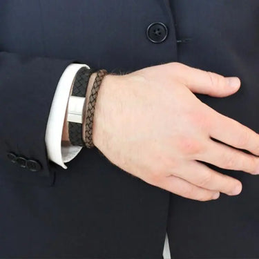 Læderarmbånd - Sort/Stål fra Son Of Noa