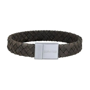 Læderarmbånd - Grå/Stål fra Son Of Noa