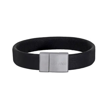 Læderarmbånd - Sort/Stål fra Son Of Noa